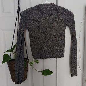 Zara crop top grey silver and black frills